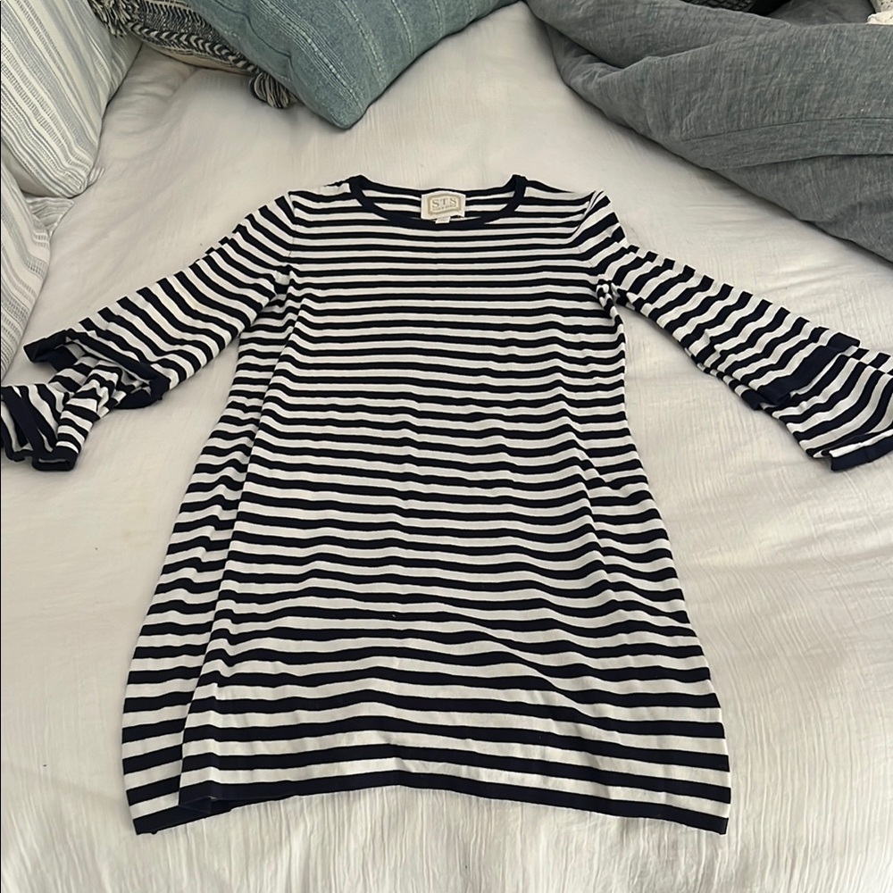 Sail to Sable Navy and White Striped Dress